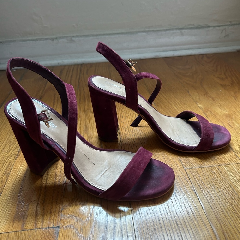 GIANNI BINI Maroon Suede Block Heels